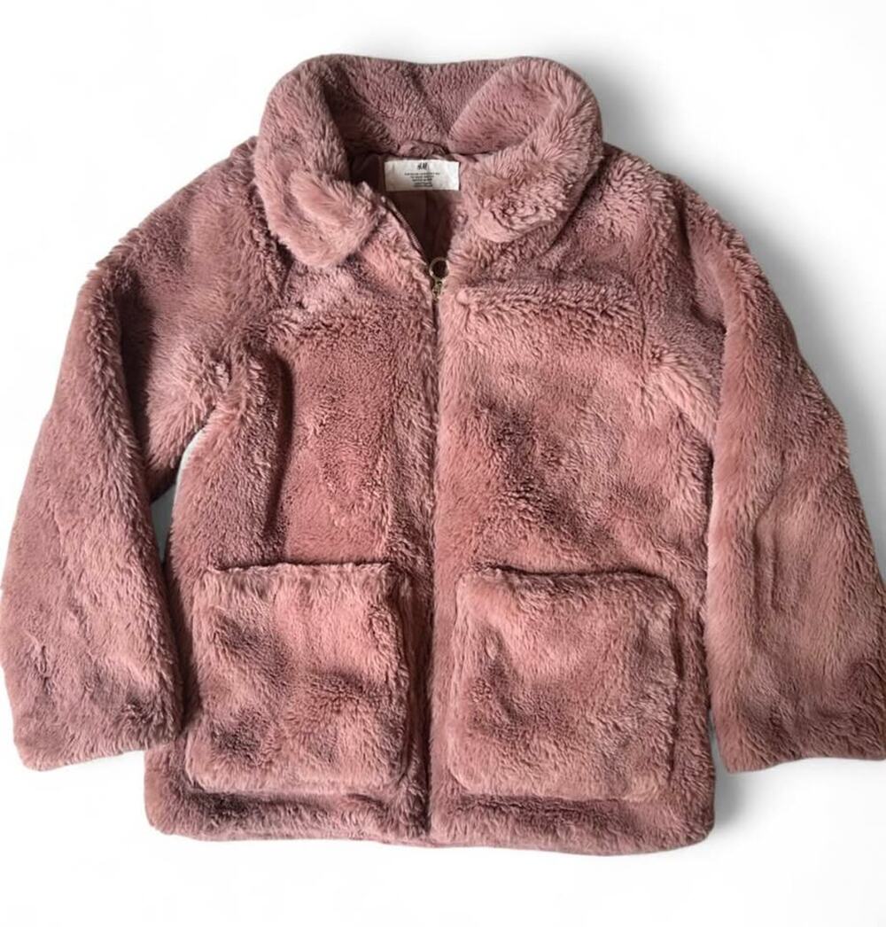 H&M Pink Faux Fur Jacket Size 8-10Y